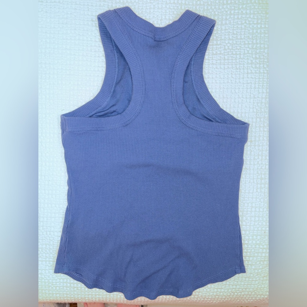 Fabletics Blue Ribbed Racerback Tank Top - Picture 4 of 12